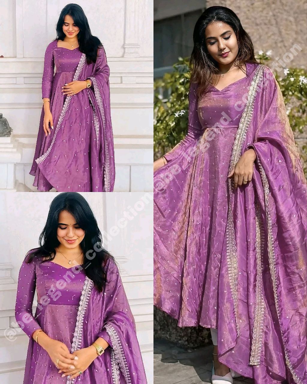 Launching New Party Wear Look Pur Twil Gold Net Anarkali Gown,Dupatta & Plazzo Set