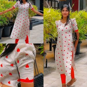 Trendy stylish Red Heart Printed Women's Kurti