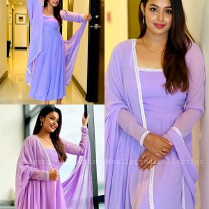 Trendy Western Gown With Thread Work Lace Border Dupatta