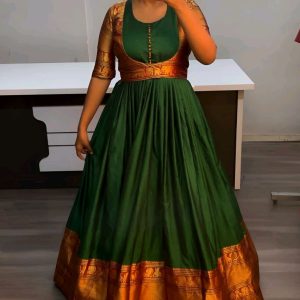 Pure Narayanpet Gown with Removable coat