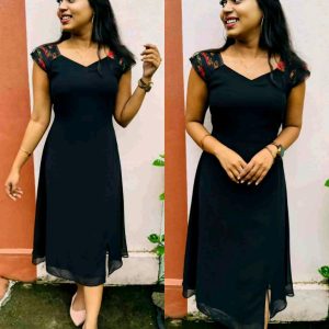 Black Love Georgette fox maxi dress