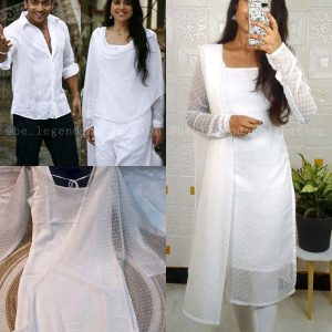 Recreation outfit Vaaranan Aayiram "Meghna' White With Colours