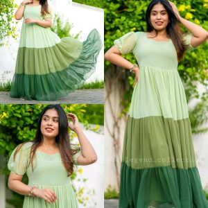 Green Flowy Casual Wear Comfortable Party Gown