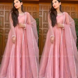 Pink Gown With Dupatta