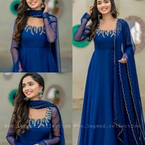 Nack line embroidery Georgette with work dupatta with lace