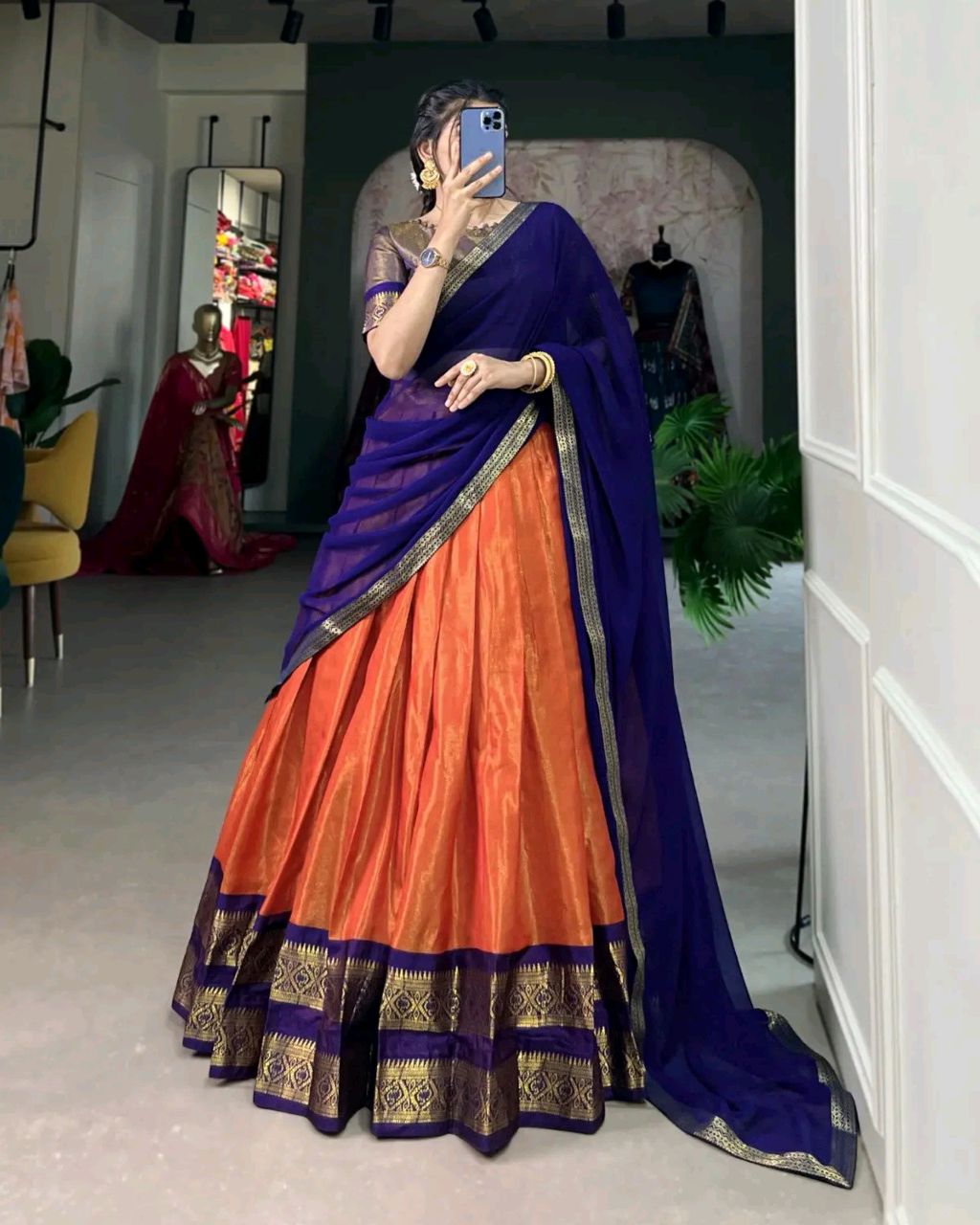 South Indian Traditional Half Saree - Image 3