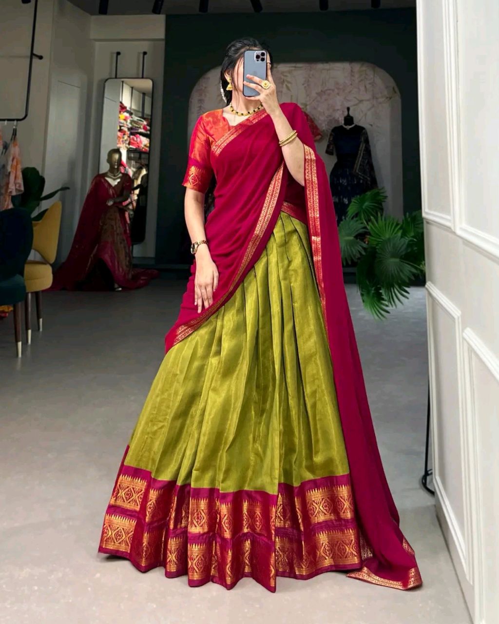 South Indian Traditional Half Saree - Image 4