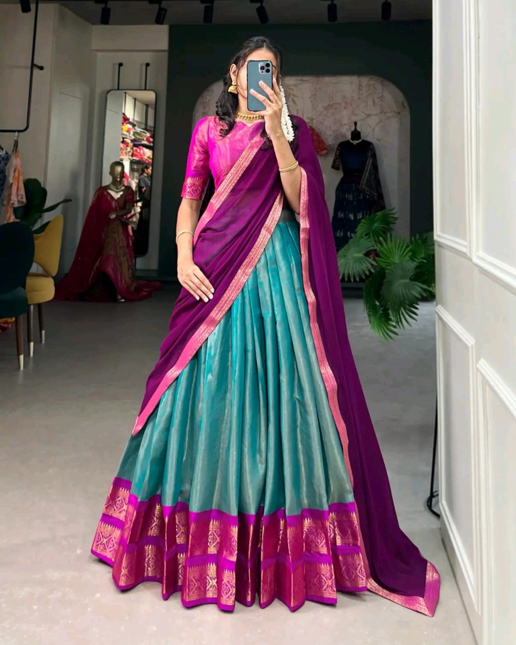 South Indian Traditional Half Saree - Image 5