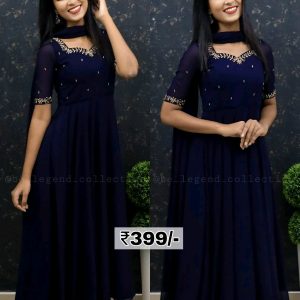 Attractive Georgette Embroidered Zari Work Gown for Women With Dupatta