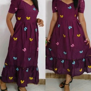 Wine Butterfly Embroidery