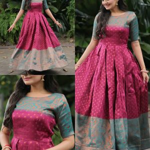 Women Woven Design Jacquard Long Gown