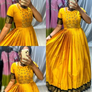 Look at our beautiful edition!crafted with black border and soft fabric !!maggam work in yolk adding elegance!!