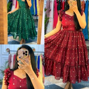 Celebrate this joy of dressing in the best way 💚🍷here presenting you a beautiful and comfortable maxi with beautiful Embroidery all over