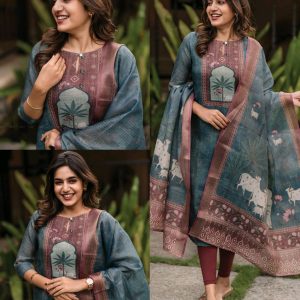 Beautiful Women’s Floral Printed Kurta with Dupatta & Bottom