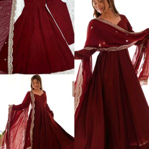 Trendy Beautiful Anarkali Full Set Top, Dupatta & Pant