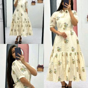 Trendy Launching Cotton Frock side pocket with Belt