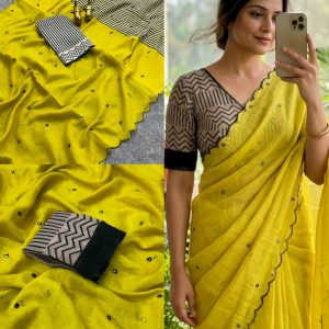 Trendy Summer Special Premium Linen Cotton Saree