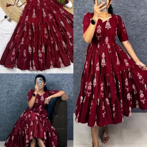 Launching the most unique “Warli Art doll “hand block pure cotton printed maxi gown with one side pocket