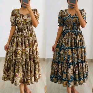 Kalmkari Maxi gown soft Maslin cotton with digital print.