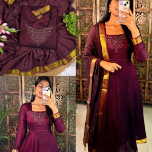 Kadhalar dhinam roja outfit recreation hand work maxi with duppata With New Colours